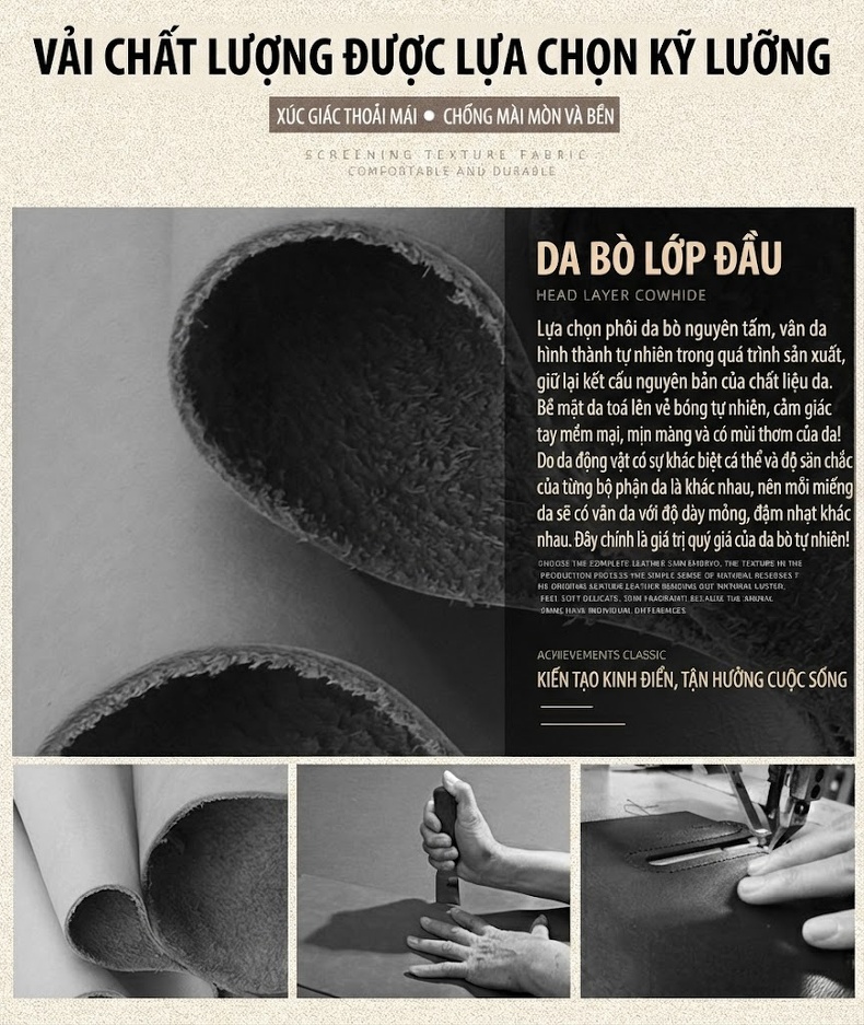 Túi Đeo Hông/Đùi Nam Da Thật Thủ Công Vintage Màu Nâu chi tiết 3