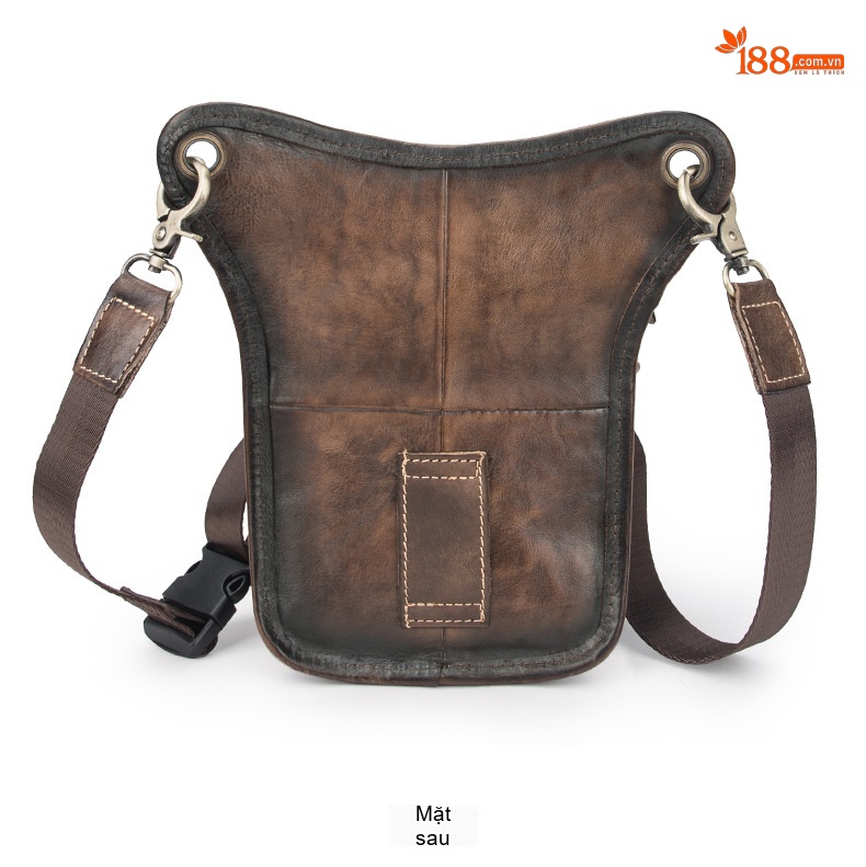 Túi Đeo Hông/Đùi Nam Da Thật Thủ Công Vintage Màu Nâu chi tiết 18
