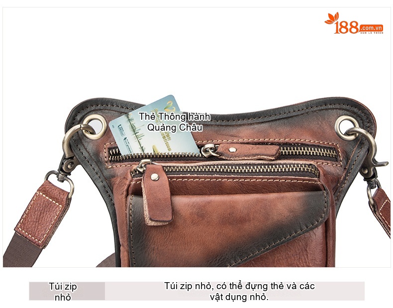 Túi Đeo Hông/Đùi Nam Da Thật Thủ Công Vintage Màu Nâu chi tiết 22