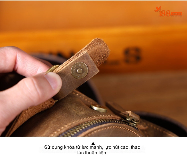 Túi Đeo Hông Nam Da Bò Lớp Đầu Phong Cách Retro Đựng Điện Thoại, Chìa Khóa Màu Nâu, Đen chi tiết 15