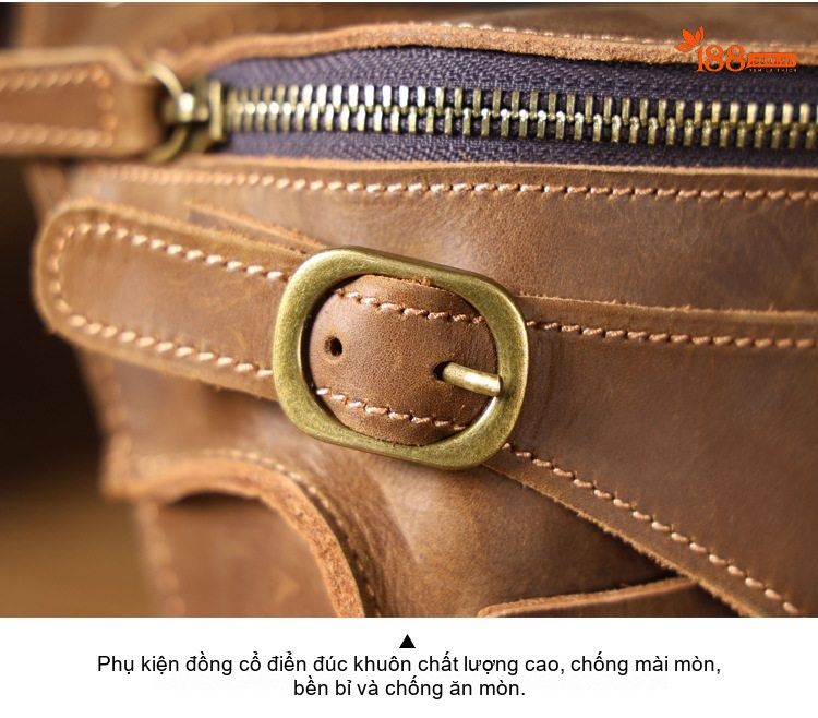 Túi Đeo Hông Nam Da Bò Lớp Đầu Phong Cách Retro Đựng Điện Thoại, Chìa Khóa Màu Nâu, Đen chi tiết 16