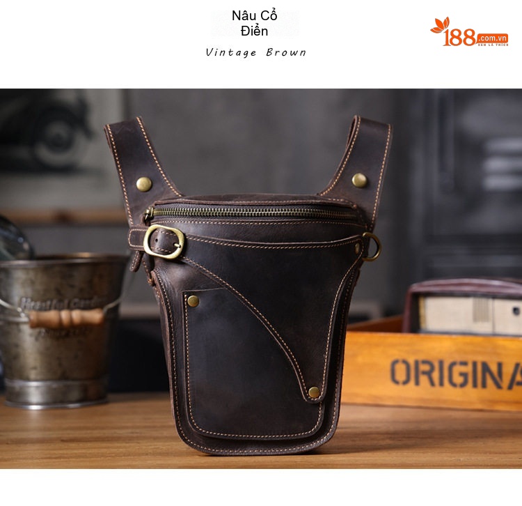Túi Đeo Hông Nam Da Bò Lớp Đầu Phong Cách Retro Đựng Điện Thoại, Chìa Khóa Màu Nâu, Đen chi tiết 21