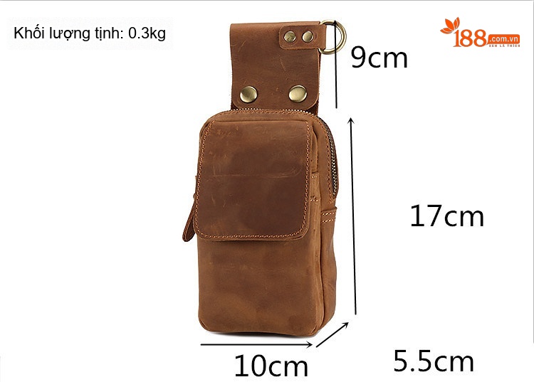 Túi Đeo Hông Nam Da Bò Mad Cow Kiểu Đứng Đựng Điện Thoại Phong Cách Retro Màu Nâu, Đen chi tiết 8