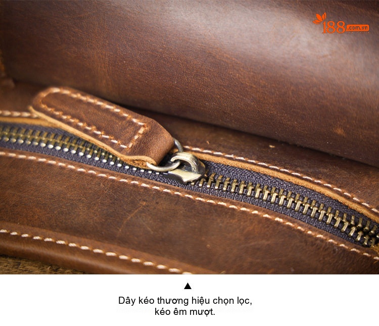 Túi Đeo Hông Nam Da Bò Mad Cow Retro Đa Năng Đeo Chéo Màu Nâu chi tiết 15