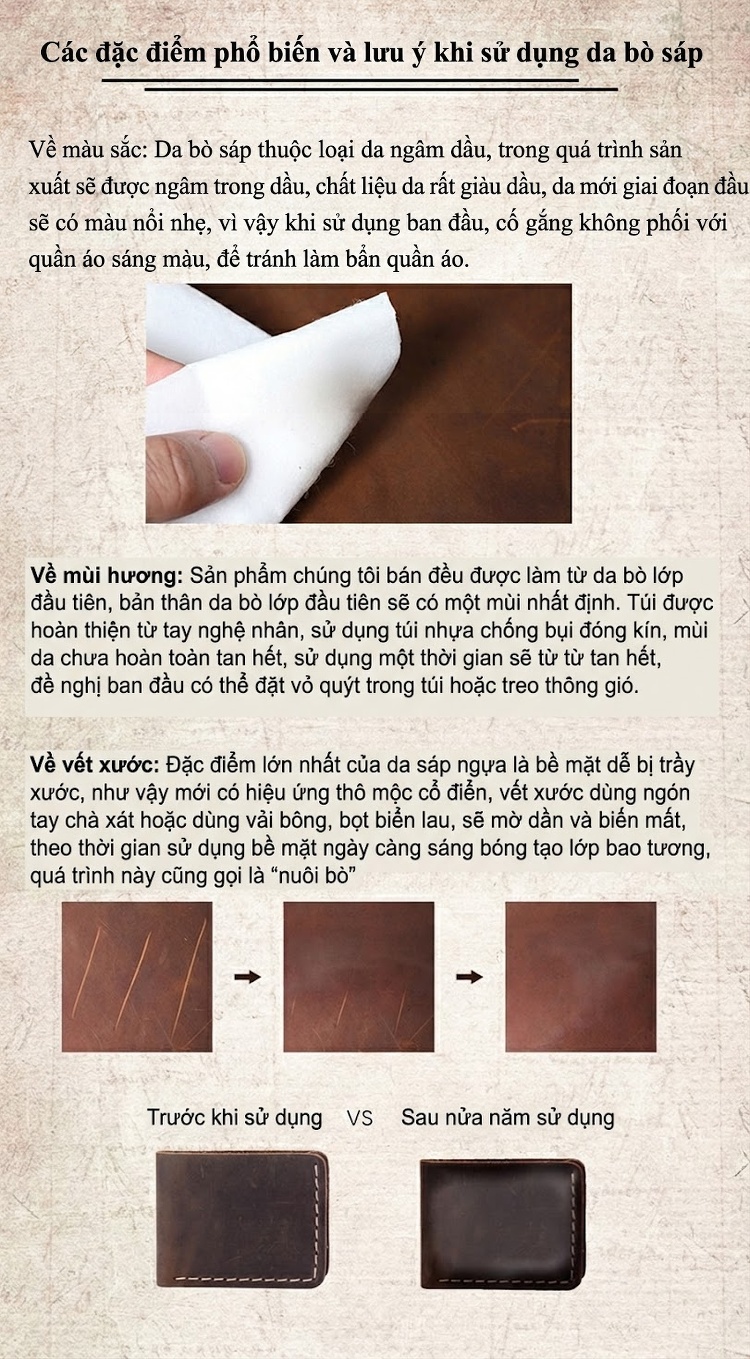Túi Đeo Hông Nam Da Bò Vintage Đa Năng chi tiết 23