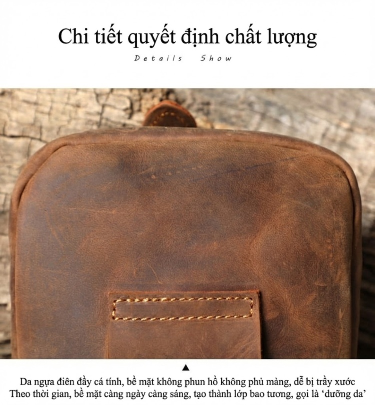 Túi Đeo Hông Nam Da Bò Vintage Đa Năng chi tiết 12