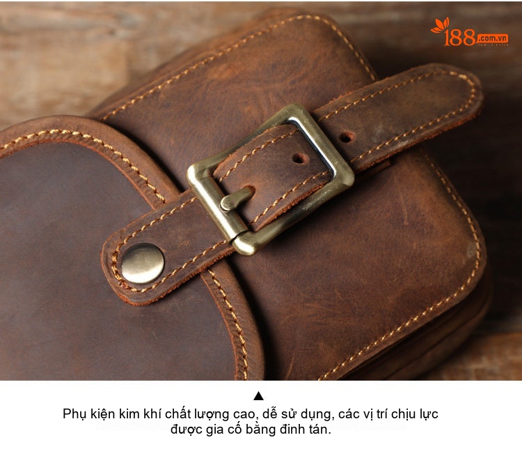 Túi Đeo Hông Nam Da Bò Vintage Đa Năng chi tiết 13