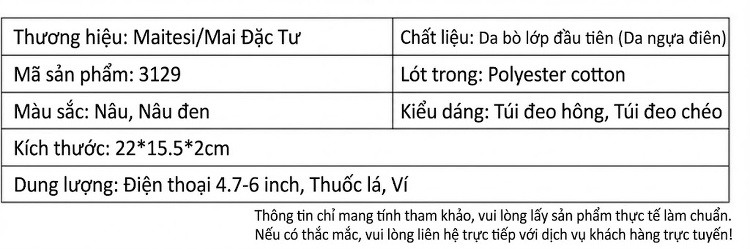 Túi Đeo Hông Nam Da Thật Mad Dog Phong Cách Retro Thủ Công Màu Nâu chi tiết 8