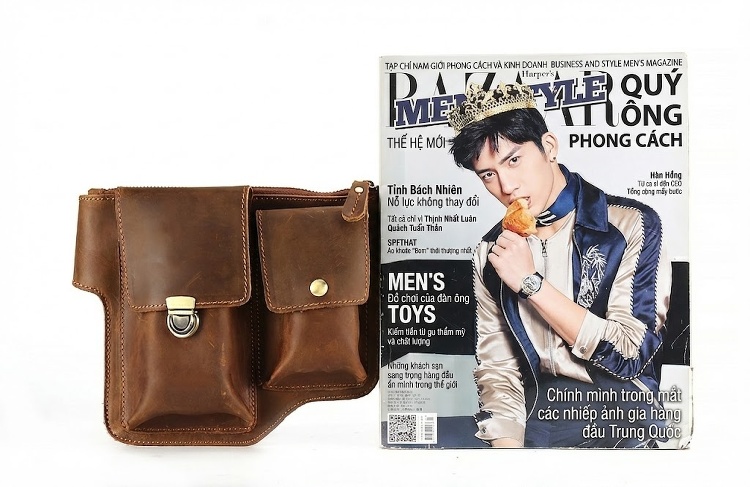 Túi Đeo Hông Nam Da Thật Mad Dog Phong Cách Retro Thủ Công Màu Nâu chi tiết 9