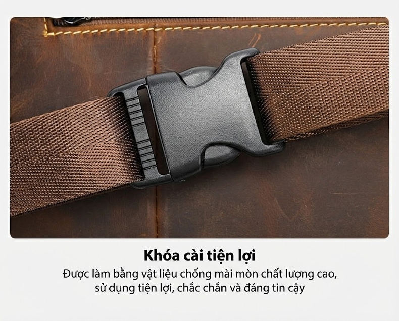 Túi Đeo Hông/Ngực/Bụng Nam Da Thật Phong Cách Retro chi tiết 14