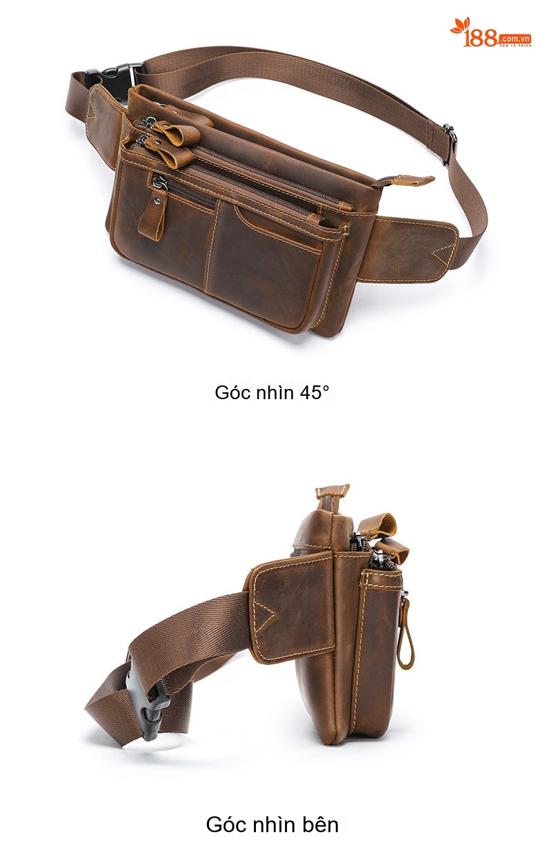 Túi Đeo Hông/Ngực/Bụng Nam Da Thật Phong Cách Retro chi tiết 11