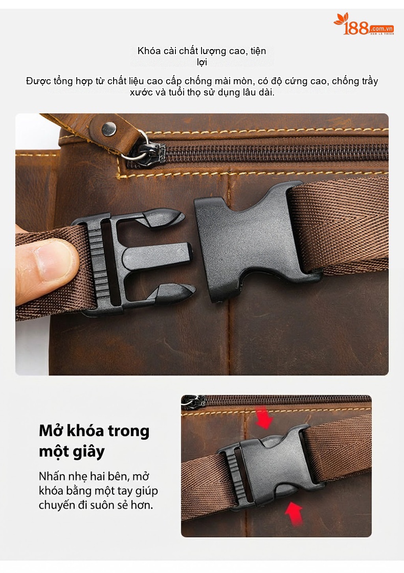 Túi Đeo Hông/Ngực/Bụng Nam Da Thật Phong Cách Retro chi tiết 9