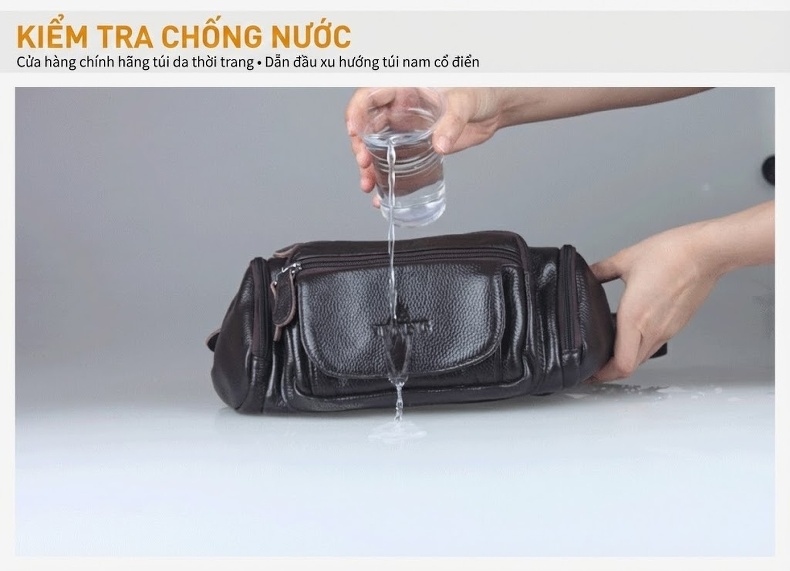Túi Đeo Hông/Ngực/Chéo Vai Nam Da Thật Chống Trộm Phong Cách Hàn Quốc Màu Đen chi tiết 13