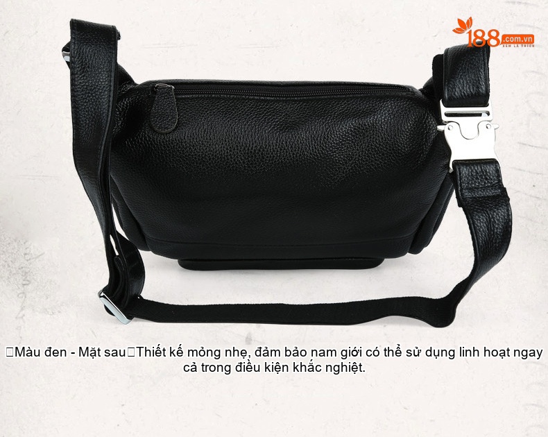 Túi Đeo Hông/Ngực/Chéo Vai Nam Da Thật Chống Trộm Phong Cách Hàn Quốc Màu Đen chi tiết 20