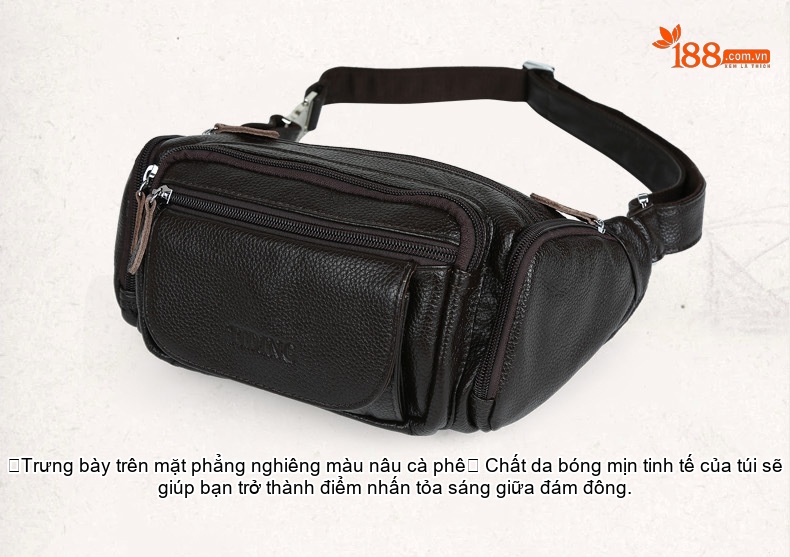 Túi Đeo Hông/Ngực/Chéo Vai Nam Da Thật Chống Trộm Phong Cách Hàn Quốc Màu Đen chi tiết 23