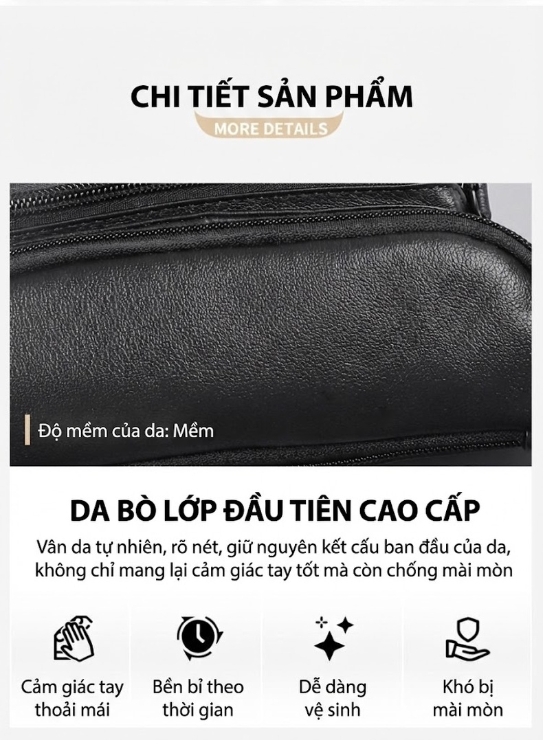 Túi đeo hông/ngực da thật đựng máy ảnh thể thao, phong cách thể thao chi tiết 8