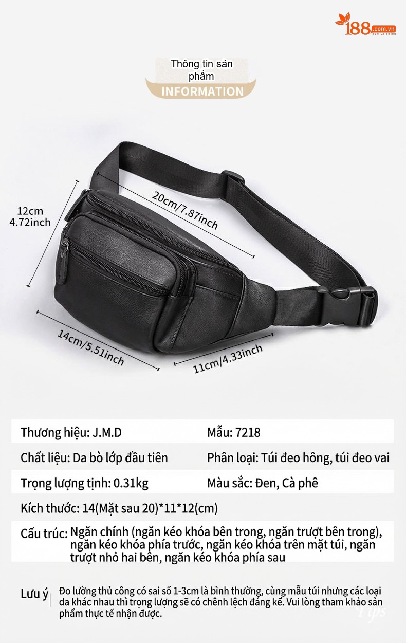Túi đeo hông/ngực da thật đựng máy ảnh thể thao, phong cách thể thao chi tiết 2