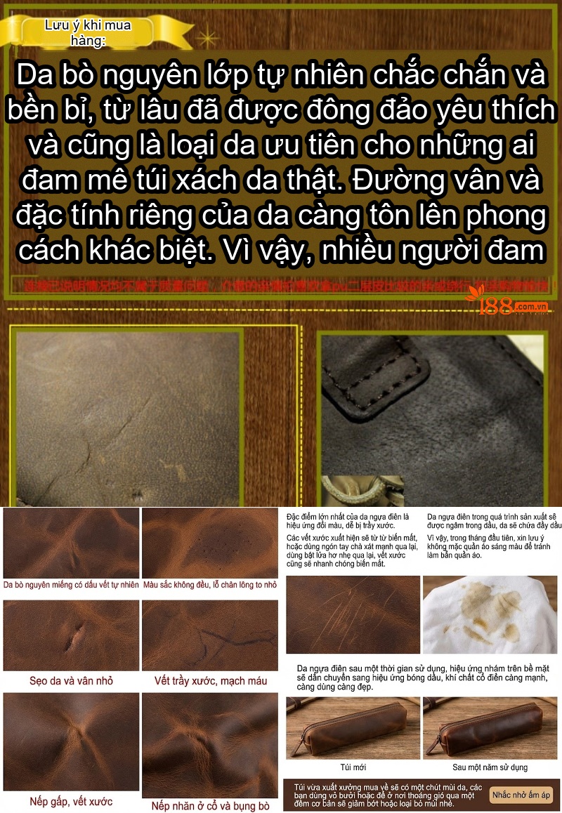 Túi Đeo Hông/Ngực Nam Da Bò Thật Đa Năng Phong Cách Thể Thao chi tiết 1