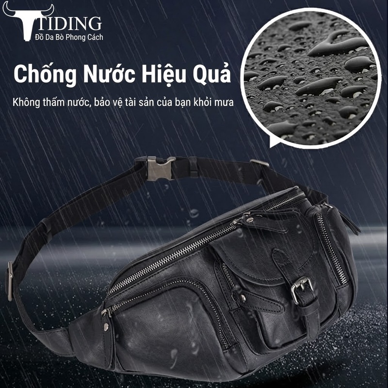 Túi đeo chéo nam da thật chống nước phong cách thể thao