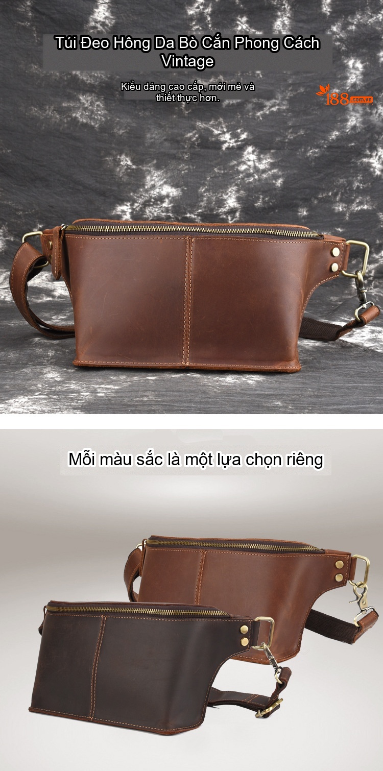 Túi Đeo Hông/Ngực Nam Da Thật Phong Cách Vintage chi tiết 1