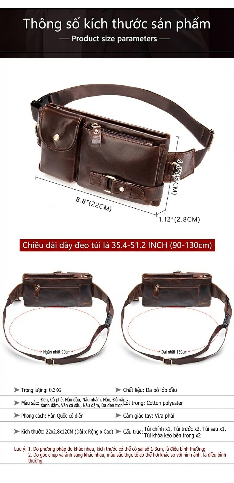 Túi Đeo Hông/Ngực/Vai Nam Da Bò Thời Trang chi tiết 19