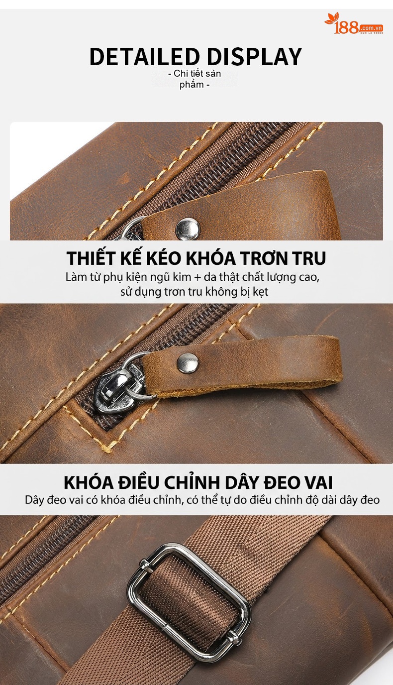 Túi Đeo Hông/Ngực/Vai Nam Da Bò Thời Trang chi tiết 55