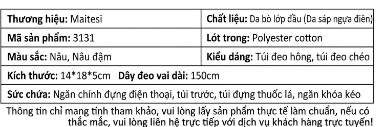 Túi Đeo Hông/Túi Đeo Chéo Nam Da Thật Mad Cow (Da Bò Điên) Phong Cách Retro chi tiết 8