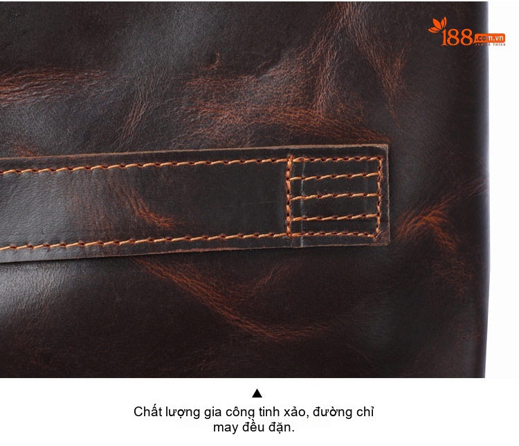 Túi Đeo Nách Nam Da Thật Dáng Clutch Phong Bì Màu Nâu Đỏ chi tiết 6