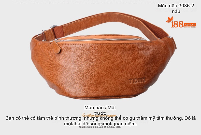 Túi Đeo Ngực/Bụng/Hông Nam Da Bò Thời Trang Màu Đen, Nâu chi tiết 39