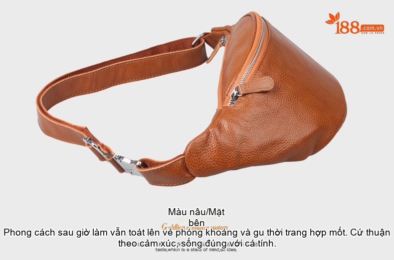 Túi Đeo Ngực/Bụng/Hông Nam Da Bò Thời Trang Màu Đen, Nâu chi tiết 40