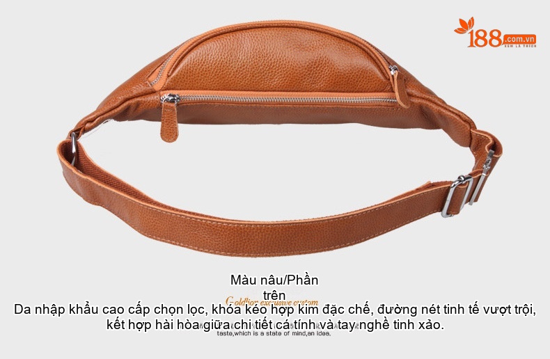 Túi Đeo Ngực/Bụng/Hông Nam Da Bò Thời Trang Màu Đen, Nâu chi tiết 42