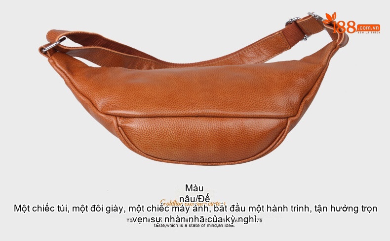 Túi Đeo Ngực/Bụng/Hông Nam Da Bò Thời Trang Màu Đen, Nâu chi tiết 43