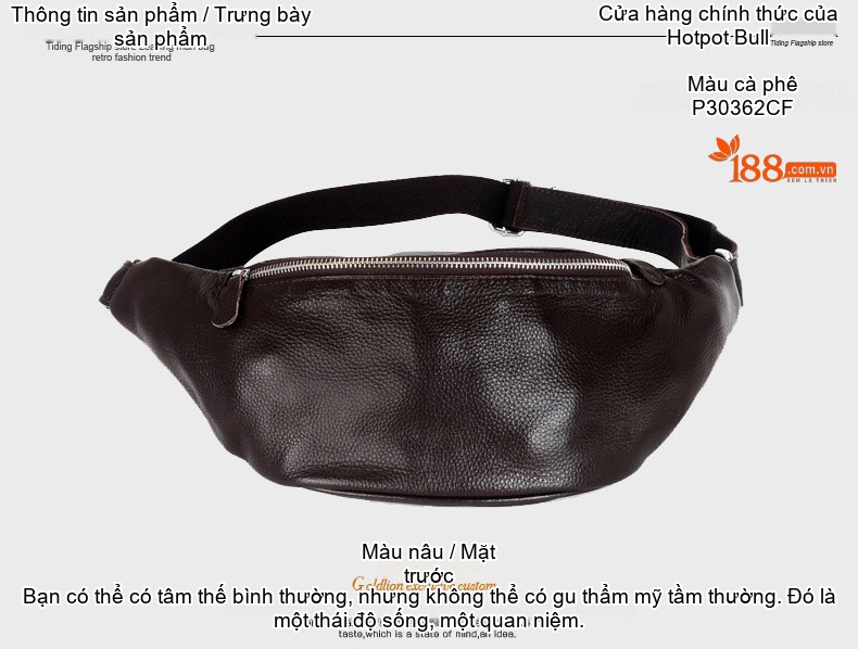 Túi Đeo Ngực/Bụng/Hông Nam Da Bò Thời Trang Màu Đen, Nâu chi tiết 29