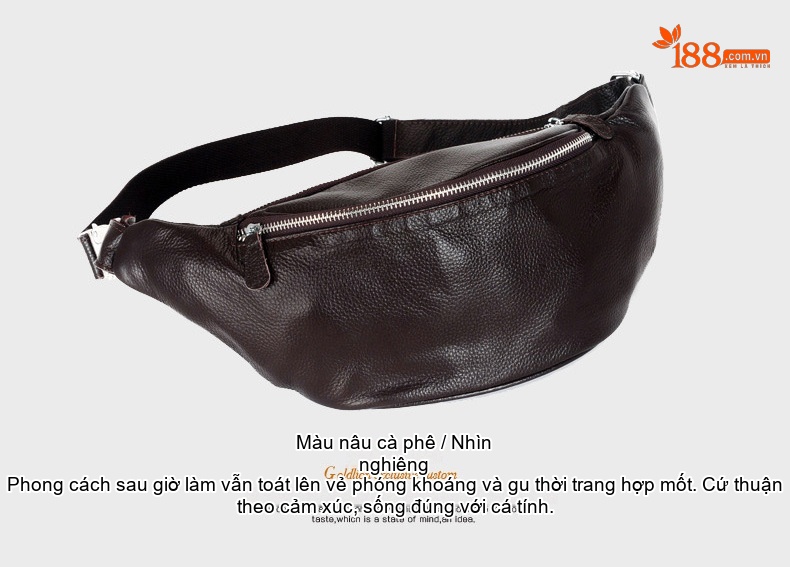 Túi Đeo Ngực/Bụng/Hông Nam Da Bò Thời Trang Màu Đen, Nâu chi tiết 30