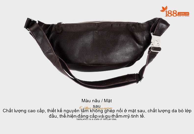 Túi Đeo Ngực/Bụng/Hông Nam Da Bò Thời Trang Màu Đen, Nâu chi tiết 31