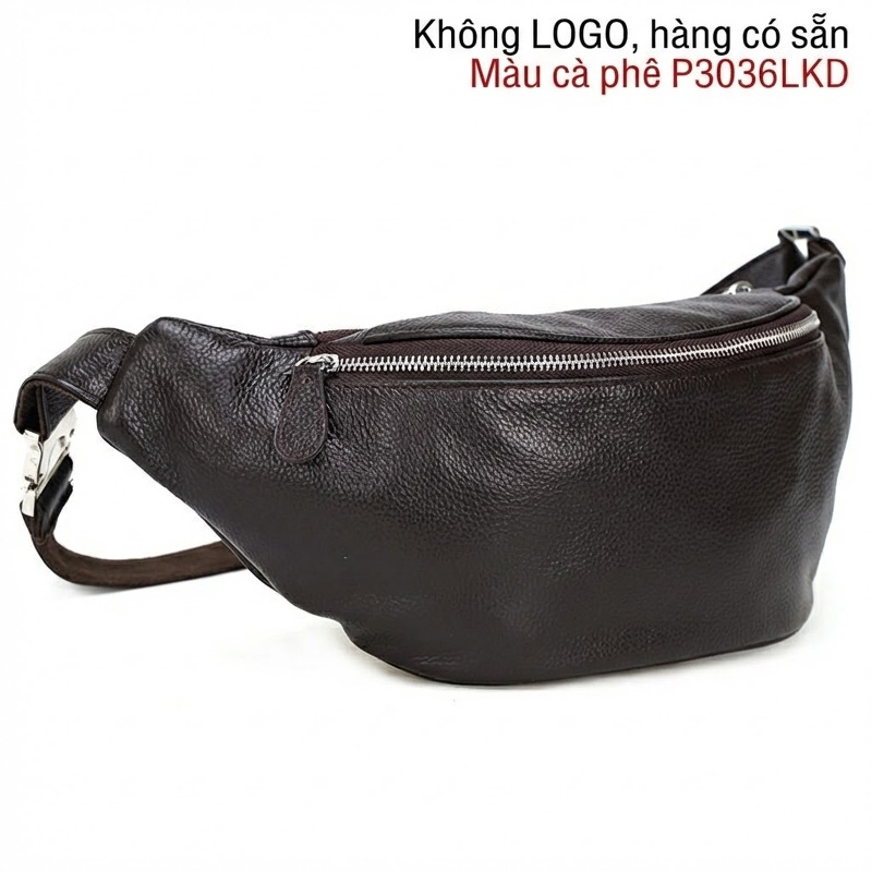 Túi Đeo Ngực/Bụng/Hông Nam Da Bò Thời Trang Màu Đen, Nâu
