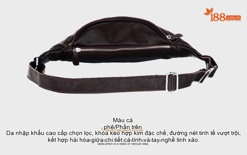 Túi Đeo Ngực/Bụng/Hông Nam Da Bò Thời Trang Màu Đen, Nâu chi tiết 32