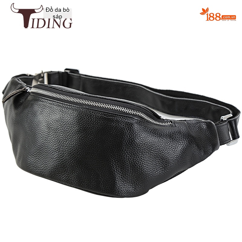 Túi Đeo Ngực/Bụng/Hông Nam Da Bò Thời Trang Màu Đen, Nâu