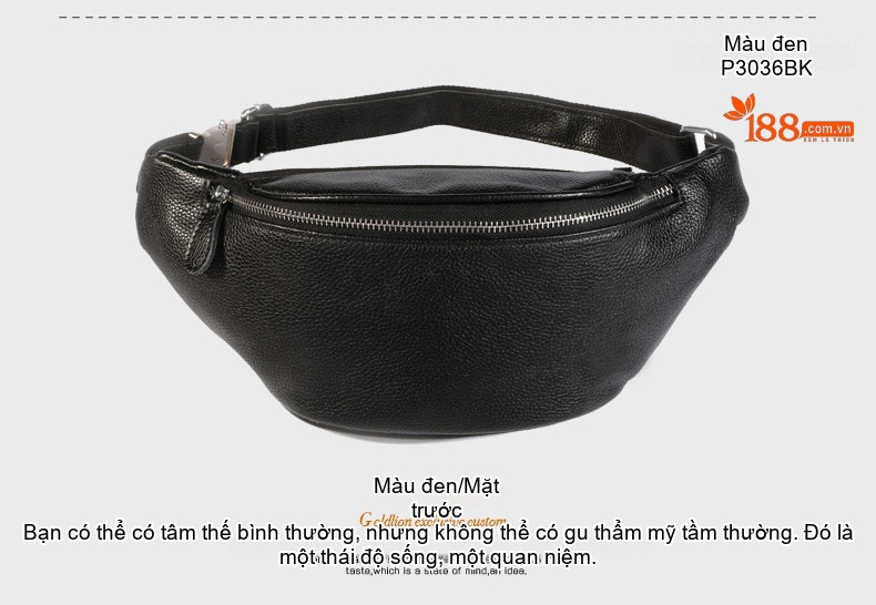 Túi Đeo Ngực/Bụng/Hông Nam Da Bò Thời Trang Màu Đen, Nâu chi tiết 33