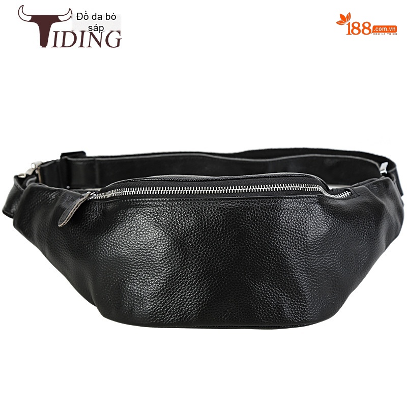 Túi Đeo Ngực/Bụng/Hông Nam Da Bò Thời Trang Màu Đen, Nâu