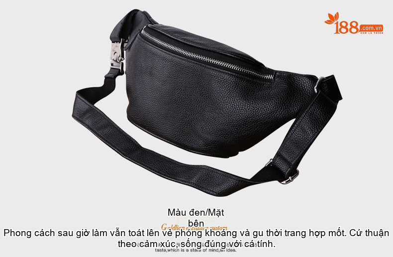 Túi Đeo Ngực/Bụng/Hông Nam Da Bò Thời Trang Màu Đen, Nâu chi tiết 34