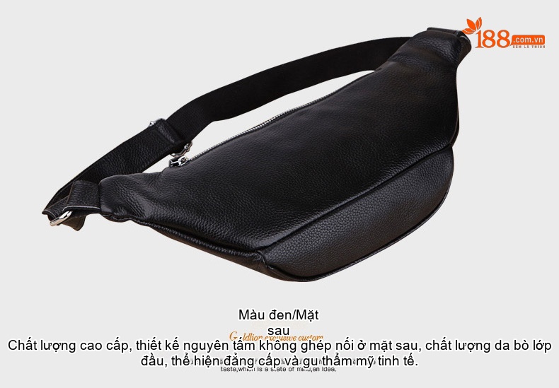 Túi Đeo Ngực/Bụng/Hông Nam Da Bò Thời Trang Màu Đen, Nâu chi tiết 35