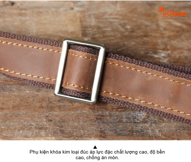 Túi Đeo Ngực/Bụng Nam Da Bò Thủ Công Vintage Đơn Giản Màu Nâu chi tiết 5