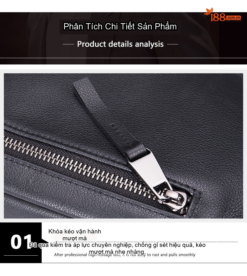 Túi Đeo Ngực/Bụng Nam Da Thật Mới Nhất Màu Đen chi tiết 12