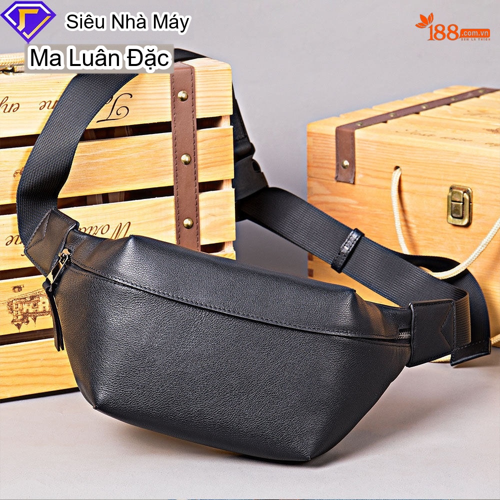 Túi Đeo Ngực/Bụng Nam Da Thật Mới Nhất Màu Đen