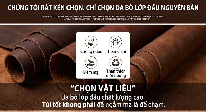 Túi Đeo Ngực/Bụng Nam Da Thật Phong Cách Âu Mỹ Cổ Điển Dung Tích Lớn Màu Nâu chi tiết 8