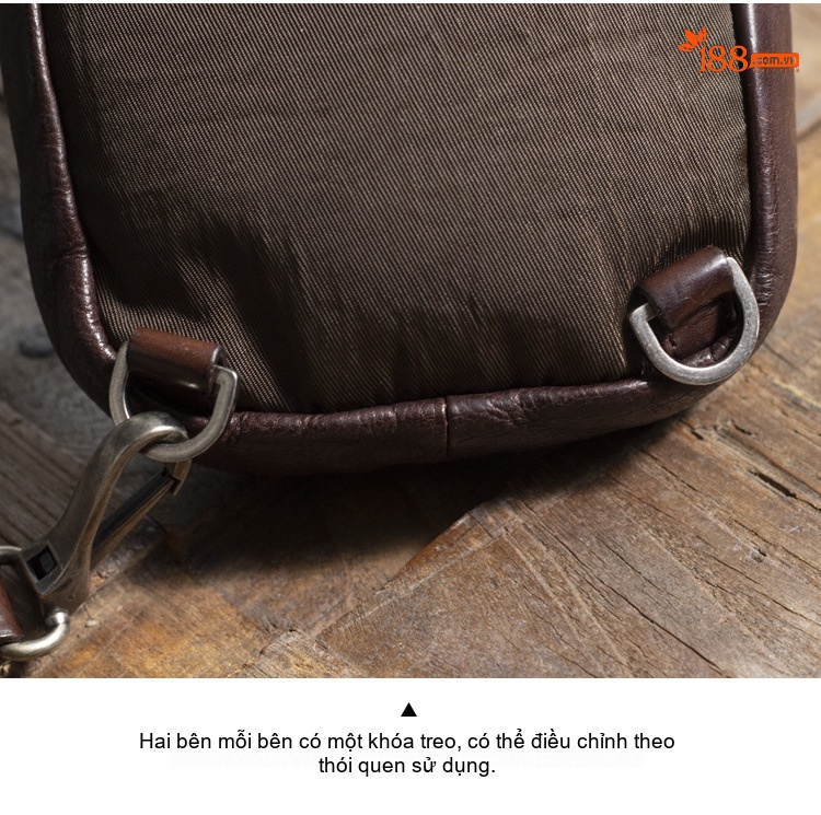 Túi Đeo Ngực/Bụng Nam Nữ Da Bò Kiểu Cổ Điển Màu Nâu chi tiết 16