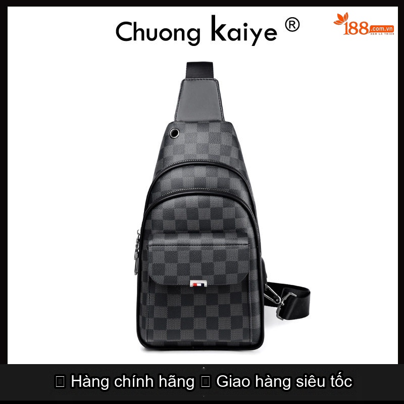 Túi đeo chéo nam da bò dáng thể thao màu nâu chi tiết 21