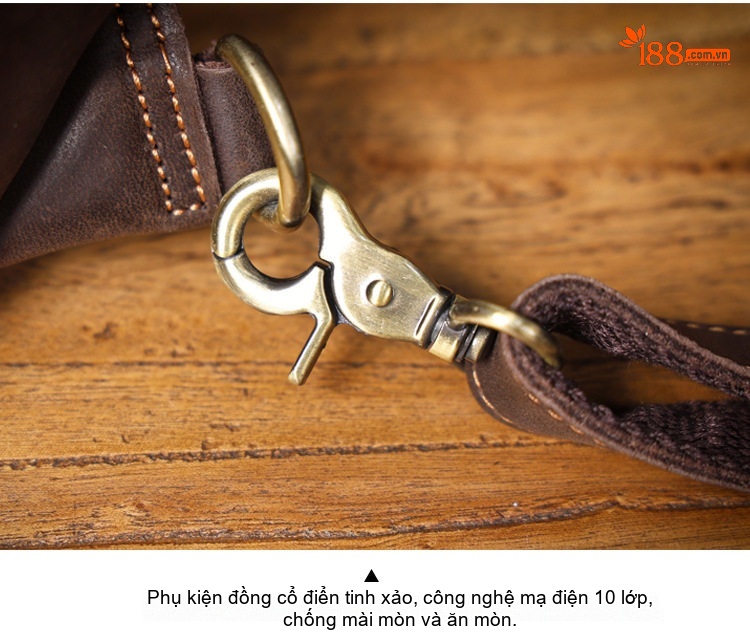 Túi Đeo Ngực/Đeo Chéo Nam Da Bò Dung Tích Lớn Phong Cách Retro chi tiết 14