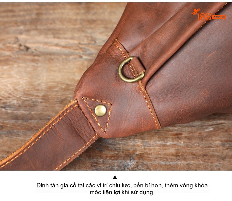Túi Đeo Ngực/Đeo Chéo Nam Da Bò Lớn Phong Cách Retro Màu Nâu, Đen chi tiết 15